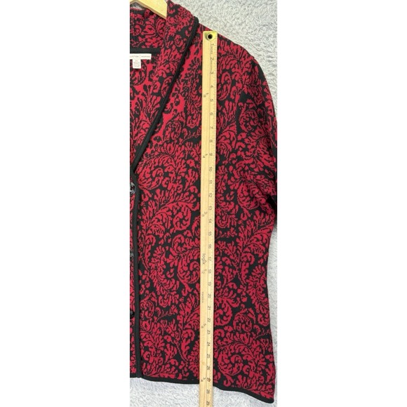 JM Collections Womens 2X Cardigan Sweater Blazer Red Black V Neck Old Money - Picture 6 of 10